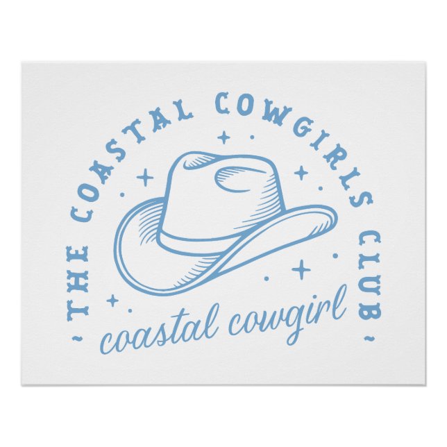 Coastal cowgirl hat west coast blue aesthetic poster (Front)