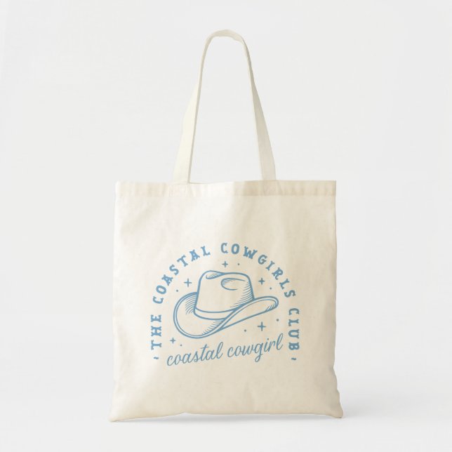 Coastal cowgirl hat west coast blue aesthetic tote bag (Front)