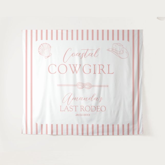 Coastal Cowgirl Hat Western Bachelorette Party Tapestry (Front (Horizontal))