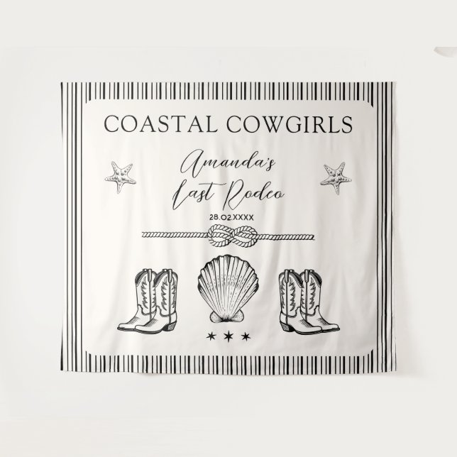 Coastal Cowgirl Last Rodeo Bachelorette Party Tapestry (Front (Horizontal))