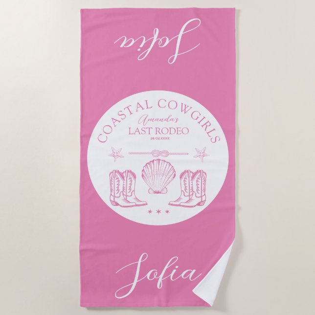 Coastal Cowgirl Nautical Bachelorette Party Beach Towel (Front)