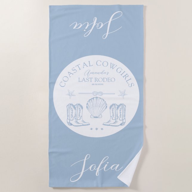 Coastal Cowgirl Nautical Bachelorette Party Beach Towel (Front)
