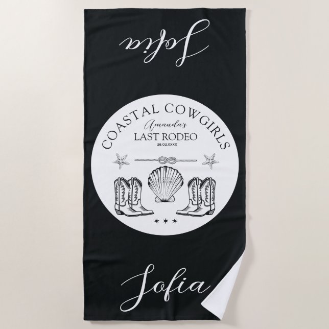 Coastal Cowgirl Nautical Bachelorette Party Beach Towel (Front)
