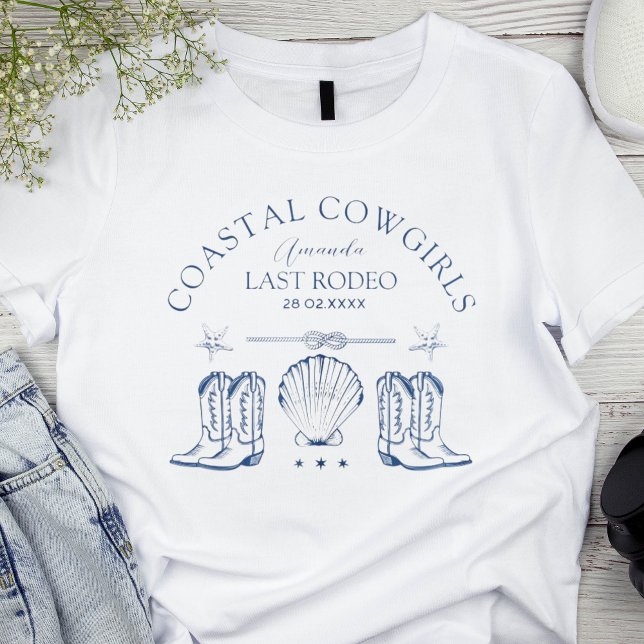 Coastal Cowgirl Nautical Western Bachelorette T-Shirt (Coastal Cowgirl tshirt is the perfect beach bachelorette party tee matching bridesmaids)