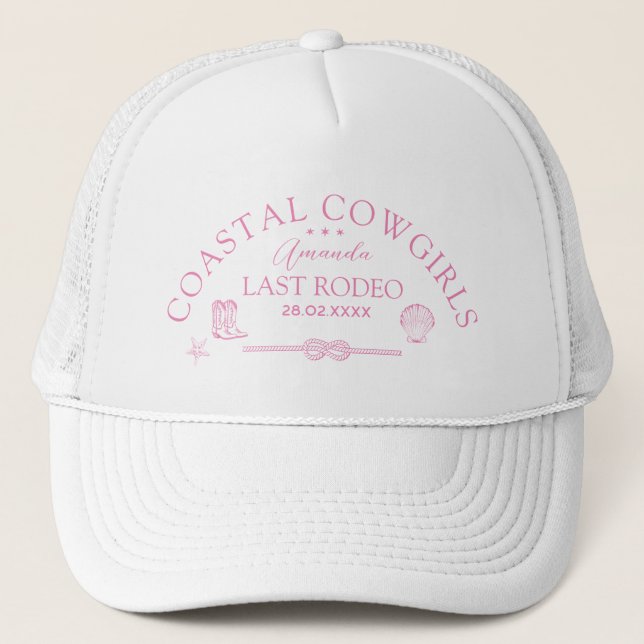 Coastal Cowgirl Nautical Western Bachelorette Trucker Hat (Front)