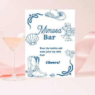 Coastal Cowgirl Ocean Bachelorette Mimosa Bar Menu Pedestal Sign