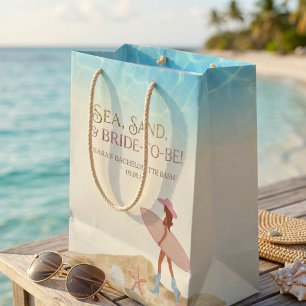 Coastal Cowgirl pink Bachelorette Sea Sand Beach Medium Gift Bag