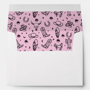 Coastal Cowgirl Pink & Black Lined Envelope