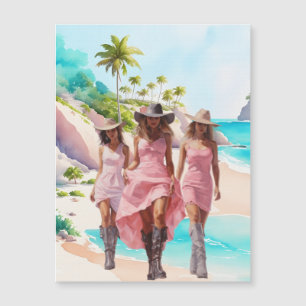 Coastal Cowgirl Pink Trio Tropical Island Magnet