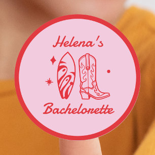 Coastal Cowgirl Red & Pink Bachelorette Classic Round Sticker