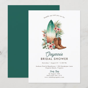 Coastal Cowgirl Rustic Western Bridal Shower  Invitation