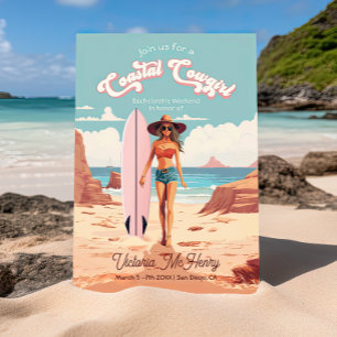Coastal Cowgirl Surfboard Bachelorette Party Invitation