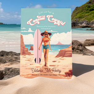 Coastal Cowgirl Surfboard Bachelorette Party Invitation
