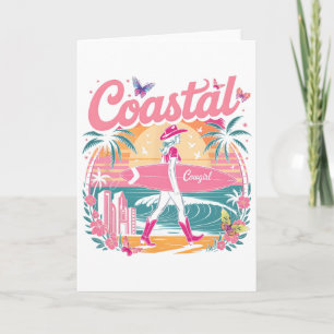 Coastal Cowgirl Surfing Waves Beach Adventure Card