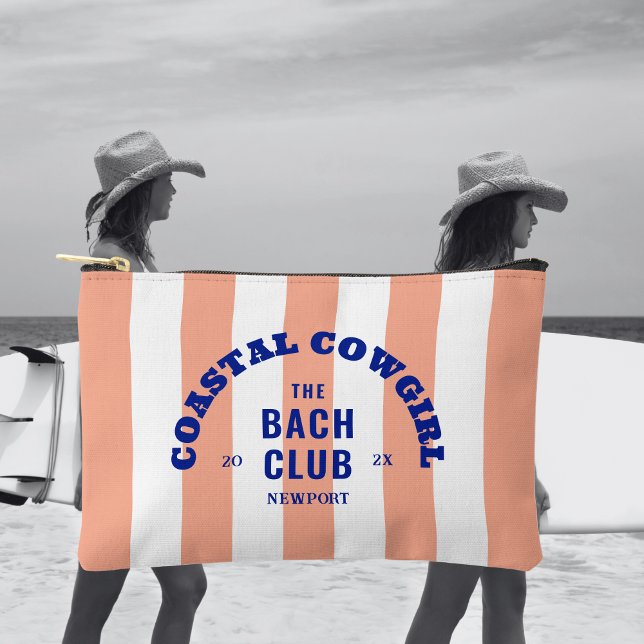 Coastal Cowgirl The Bach Club Pink Cabana Stripe Accessory Pouch (Creator Uploaded)