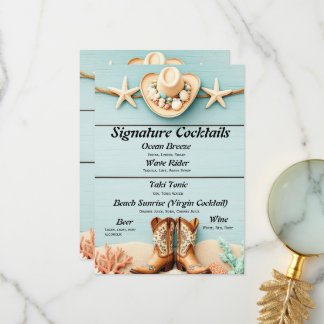Coastal Cowgirl Themed Bar Menu