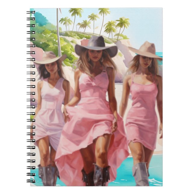 Coastal Cowgirl Trio in Colourful Pink Dresses   Notebook (Front)