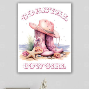 Coastal Cowgirl Wallart Canvas Print