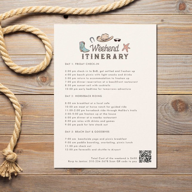 Coastal Cowgirl Weekend Itinerary Invitation (Creator Uploaded)