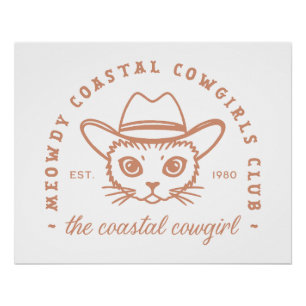 Coastal cowgirl west coast country cat aesthetic poster