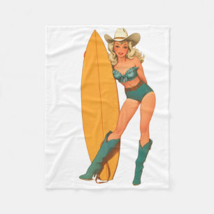 Coastal Cowgirl Western Country Surfing Surfer Gir Fleece Blanket
