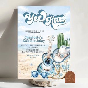 Coastal Cowgirl Yee Haw Birthday Invitation