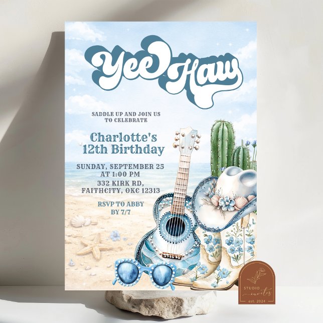 Coastal Cowgirl Yee Haw Birthday Invitation (Creator Uploaded)