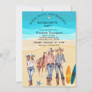 Coastal Cowgirls Beach Bachelorette Party Invitation