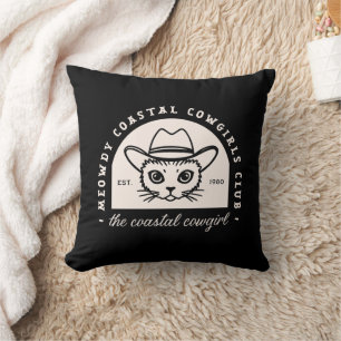 Coastal cowgirls Wild West cat black aesthetic Cushion