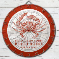 Coastal Crab Beach House Rustic Wood Family Name