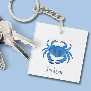 Coastal Crab blue Key Ring