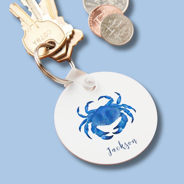 Coastal Crab blue Key Ring (Blue coastal crab keychain)