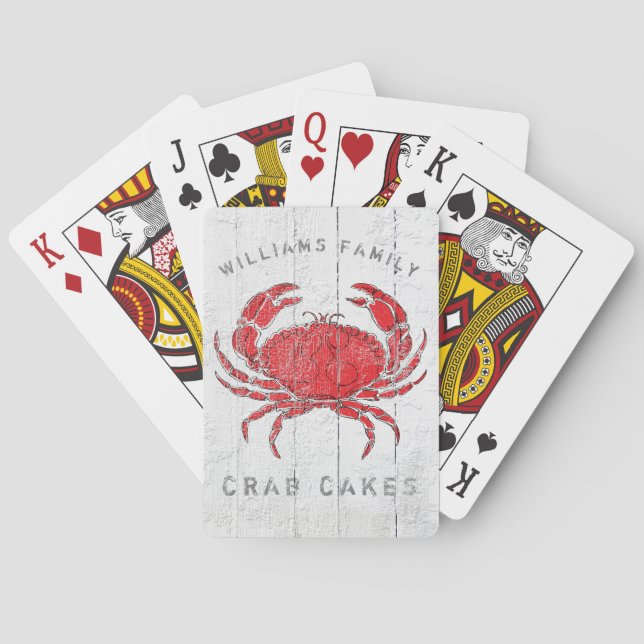 Coastal Crab Cakes Family Name Playing Cards (Back)