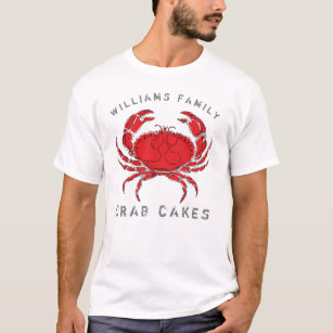 Coastal Crab Cakes Monogrammed Family Name T-Shirt