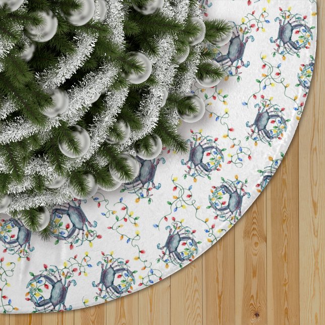 Coastal Crab Christmas Lights Brushed Polyester Tree Skirt (Creator Uploaded)