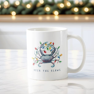 Coastal Crab “Deck the Claws” Holiday Coffee Mug