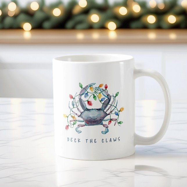 Coastal Crab “Deck the Claws” Holiday Coffee Mug (Creator Uploaded)