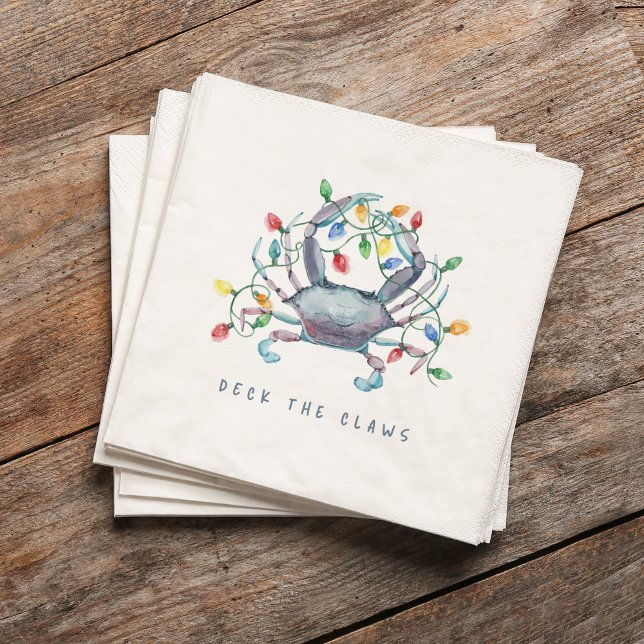 Coastal Crab “Deck the Claws” Holiday Napkin (Creator Uploaded)