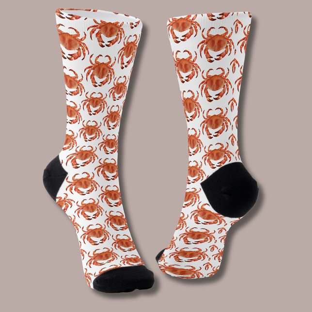 Coastal Crab pattern Socks (Brown crab coastal crustacean socks)