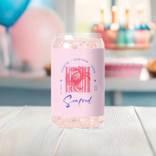 Coastal Crab Pink Can Glass