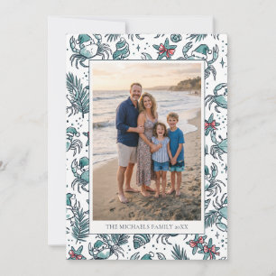 Coastal Crab Santa Family Photo Christmas Holiday Card
