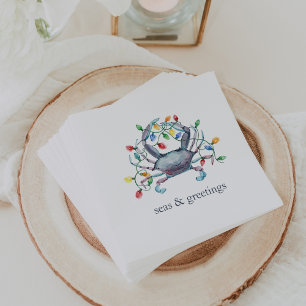 Coastal Crab “Sea & Greetings” Holiday Napkin