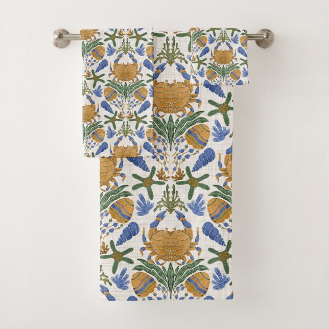 Coastal Crab & Shell Towel Set (Insitu)