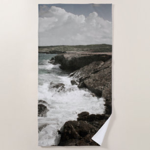 Coastal Crashing Waves Beach Towel