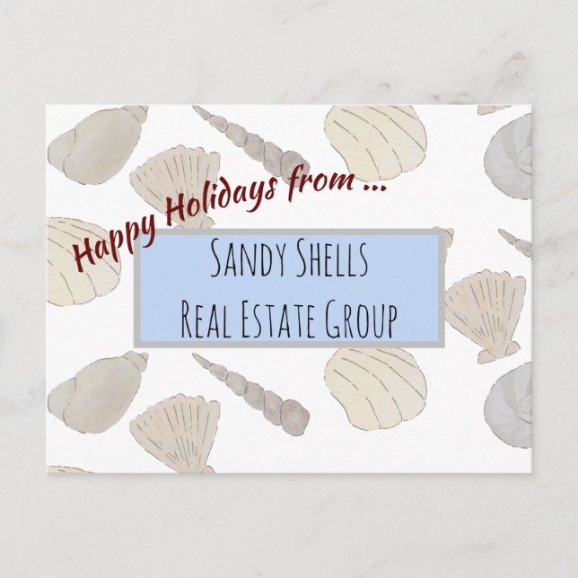 Coastal Customer Appreciation Happy Holidays Postcard (Front)