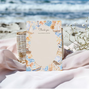 Coastal Cute Boats And Sea Animals Thank You Card