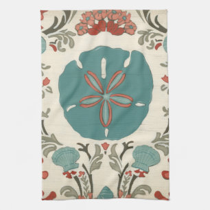 Coastal Damask I Tea Towel