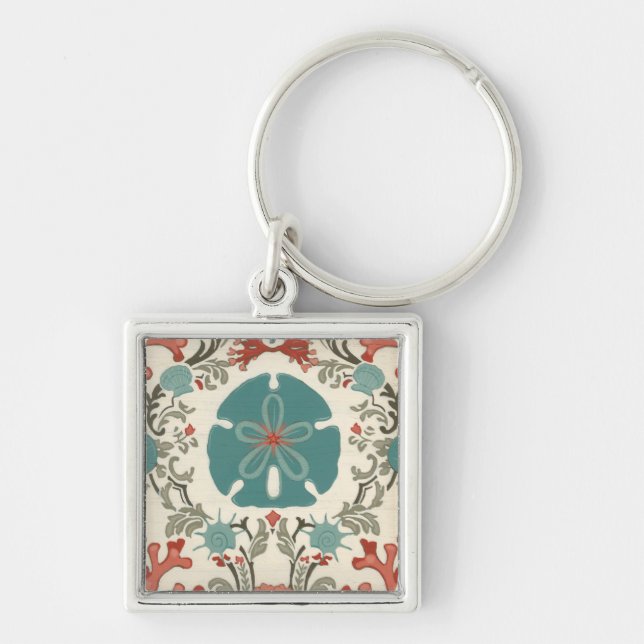 Coastal Damask II Key Ring (Front)