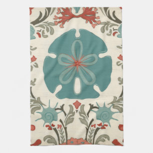 Coastal Damask II Tea Towel