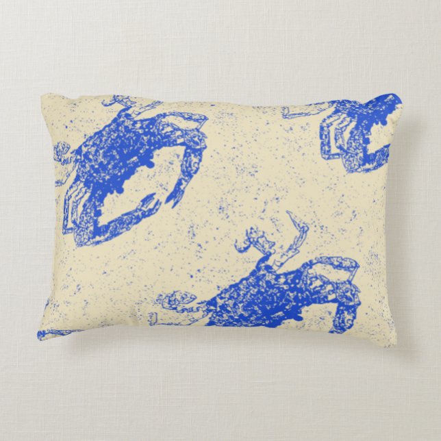 Coastal Decor Blue Crab Lumbar Pillow (Back)